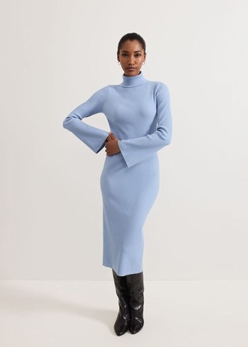 Phase Eight Kylie Blue Roll Neck Dress Blue Canada | PZDNTE-523